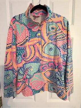 Lilly Pulitzer Pastel Mosaic Zip Pullover - Pink, Blue, Green, Yellow